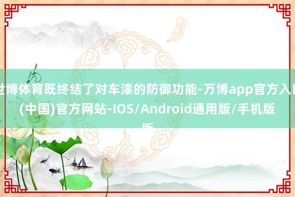 世博体育既终结了对车漆的防御功能-万博app官方入口(中国)官方网站-IOS/Android通用版/手机版