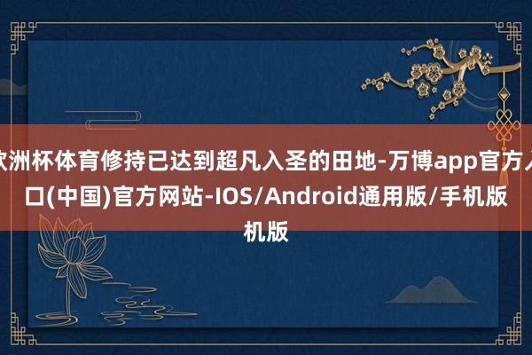欧洲杯体育修持已达到超凡入圣的田地-万博app官方入口(中国)官方网站-IOS/Android通用版/手机版