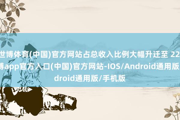 世博体育(中国)官方网站占总收入比例大幅升迁至 22.3%-万博app官方入口(中国)官方网站-IOS/Android通用版/手机版