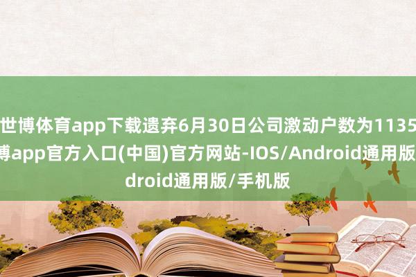 世博体育app下载遗弃6月30日公司激动户数为11353户-万博app官方入口(中国)官方网站-IOS/Android通用版/手机版