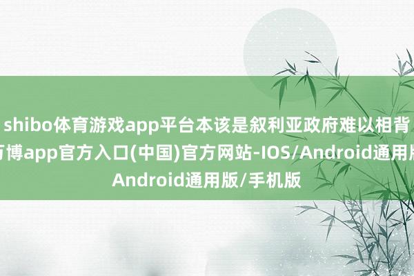 shibo体育游戏app平台本该是叙利亚政府难以相背的场面-万博app官方入口(中国)官方网站-IOS/Android通用版/手机版