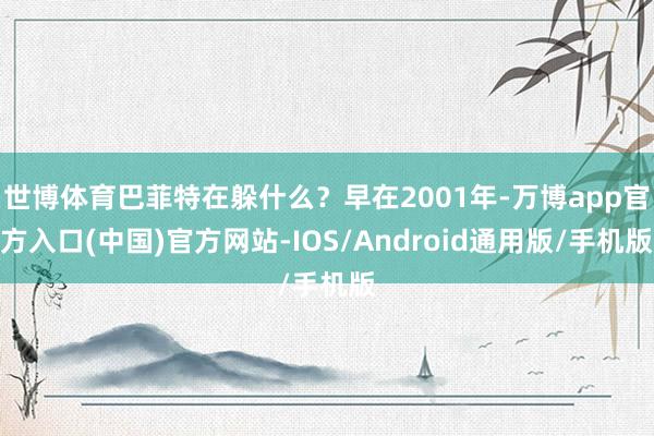 世博体育巴菲特在躲什么？早在2001年-万博app官方入口(中国)官方网站-IOS/Android通用版/手机版